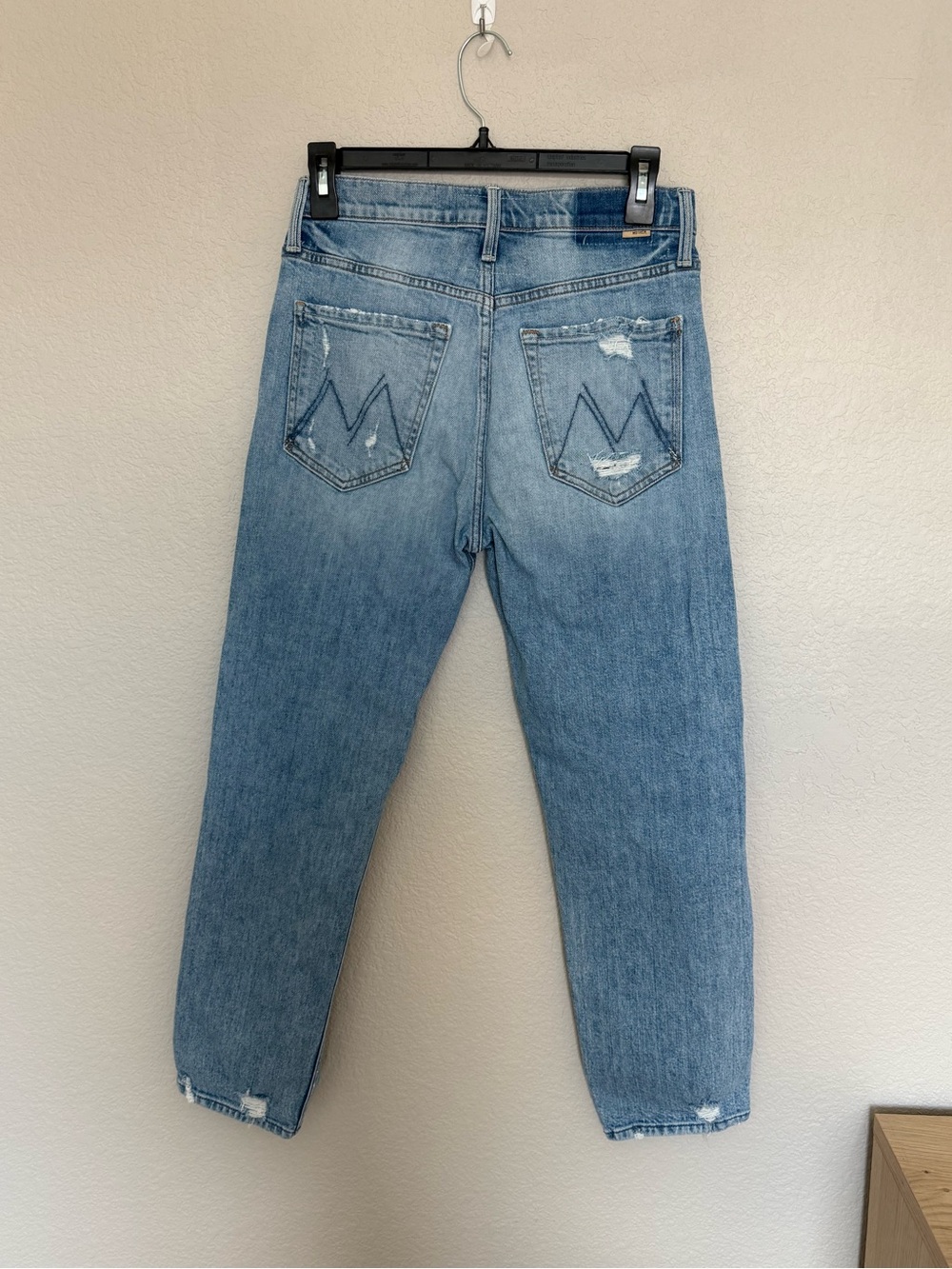 MOTHER Light Blue Boyfriend Jeans with Back-Pocket Stitch